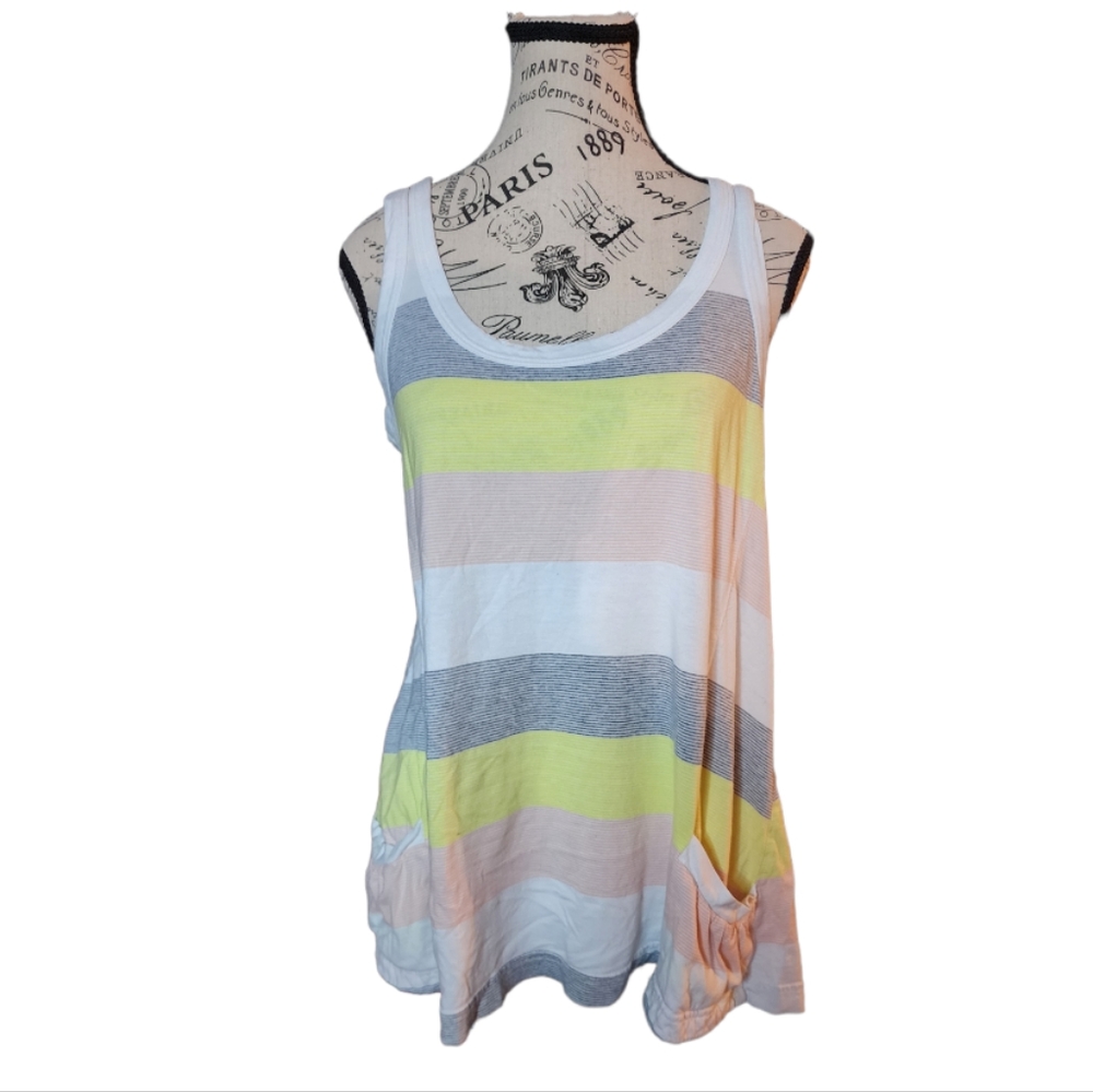 DKNY Striped Sleeveless Pocket Tank Top Size Medium